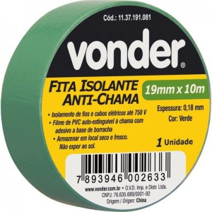 FITA ISOLANTE 19MM X 10 METROS VERDE VONDER