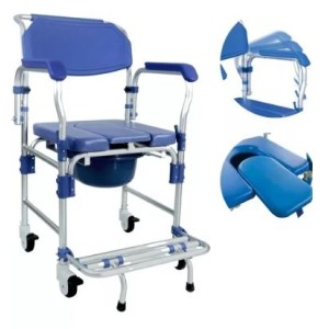 CADEIRA DE BANHO HIGIENICA EM ALUMINIO ASSENTO ACOLCHOADO - DELLAMED