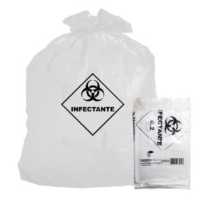 SACO PARA LIXO INFECTANTE 200L BRANCO 80X90 - PLASKEM
