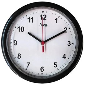RELOGIO DE PAREDE 24CM PLASTICO REDONDO PRETO 2200