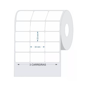 ETIQUETA ADESIVA COUCHE ACRILICA 3 CARREIRAS 34MMX23MM